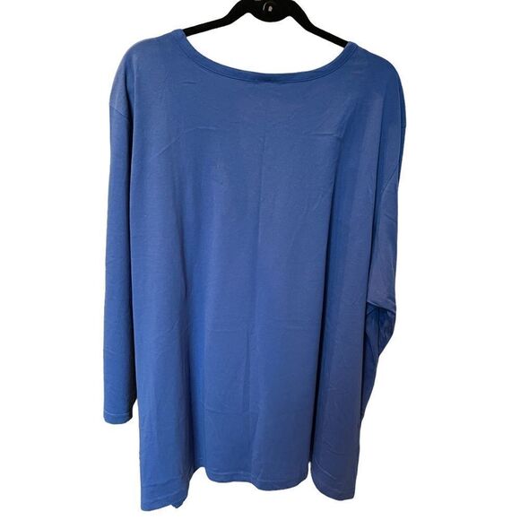 Anthony Richards 3/4 sleeve blouse 4X blue crew neck 1/2 button - Picture 2 of 5